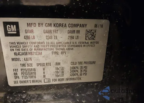 2019 Buick Encore Fwd Preferred from USA, damaged, VIN KL4CJASB1KB712744